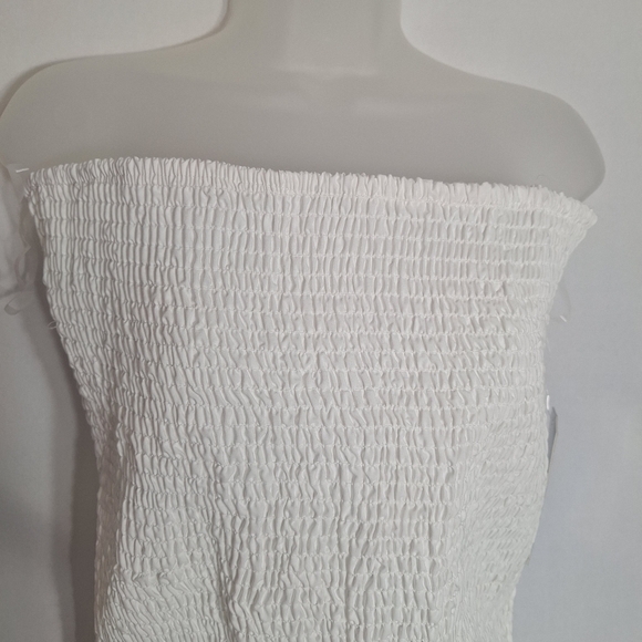 J For Justify Womens Dress White Strapless Smocked Tiered Ruffle Stiff Bodice XL - Picture 4 of 10